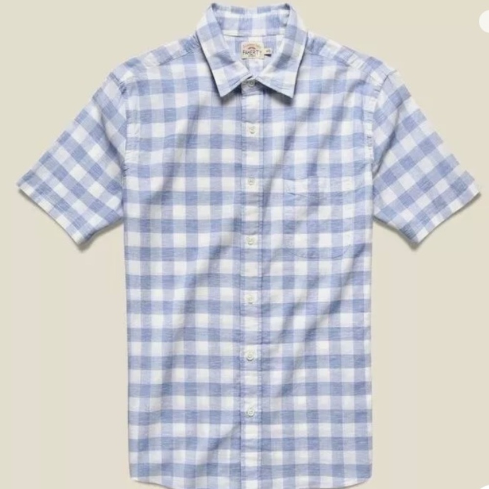 GUC FAHERTY | Blue check 100% cotton shirt sleeve shirt | Medium